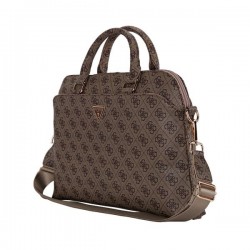 Guess GUESS : Sacoche PU 4G 13"/14"/15" avec Logo Triangulaire, Marron (pour laptop 13"/14"/15", documents...)