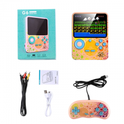 Mini Console de Jeu Vidéo Portable avec Powerbank 6000mAh G6 Écran 3,5" 128 Go - Bleu