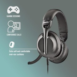 NGS NGS VOX 805 Casque avec Cable Stéréo USB-C avec Contrôle du Volume ET Adaptateur USB-A Noir