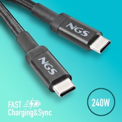 NGS NGS KNOT 240W-2 - Câble Charge Rapide USB C vers USB C de 2 m - Noir