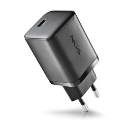NGS NGS BUD 65W-C - Chargeur Mural GaN Ultra-Rapide GAN avec Cable USB-C 1.5m Noir (pour Smartphone / Ordinateur / Tablette ...)