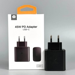 Wuw Chargeur Rapide PD 45W USB-C - Noir C261 (Sous Blister)