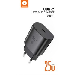 Wuw Chargeur Rapide USB-C PD 25W Noir C253 (Sous Blister)