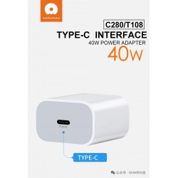 Wuw Chargeur Rapide USB-C PD 40W Blanc C280 (Sous Blister) offre spéciale Janvier