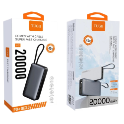 PowerBank Y45 - 20000 mAh PD 65W - Câbles USB-A / USB-C - Noir