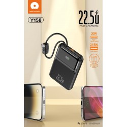 Wuw PowerBank Y158 - 10000 mAh PD 22.5W - Câbles USB-C / Lightning - Noir