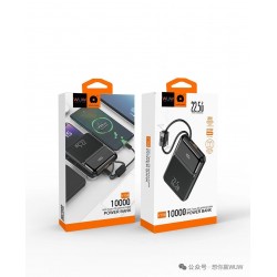 Wuw PowerBank Y158 - 10000 mAh PD 22.5W - Câbles USB-C / Lightning - Noir