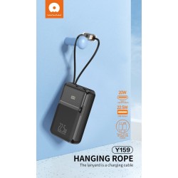 Wuw PowerBank Y159 - 20000 mAh PD 22.5W - Câbles USB-C / Lightning - Noir