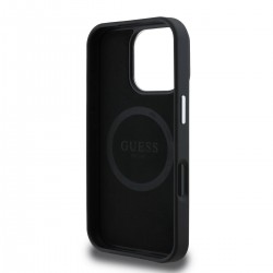 Guess Guess IPhone 16 Pro Max - Coque en polyuréthane grainé avec logo triangulaire et MagSafe - Noir