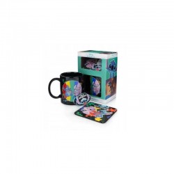 Coffret Cadeau Disney 3-en-1 Tasse, sous tasse et porte-clès - Stictch & Angel