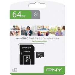 PNY MicroSDXC 64GB Performance Plus Class10 + Adapteur