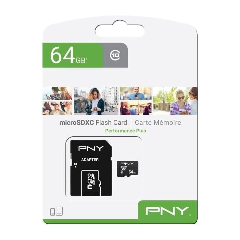 PNY MicroSDXC 64GB Performance Plus Class10 + Adapteur