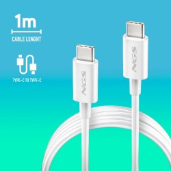 NGS NGS ZYRO 60W-1 - Câble de Charge Rapide USB-C vers USB-C de 1 m - Blanc
