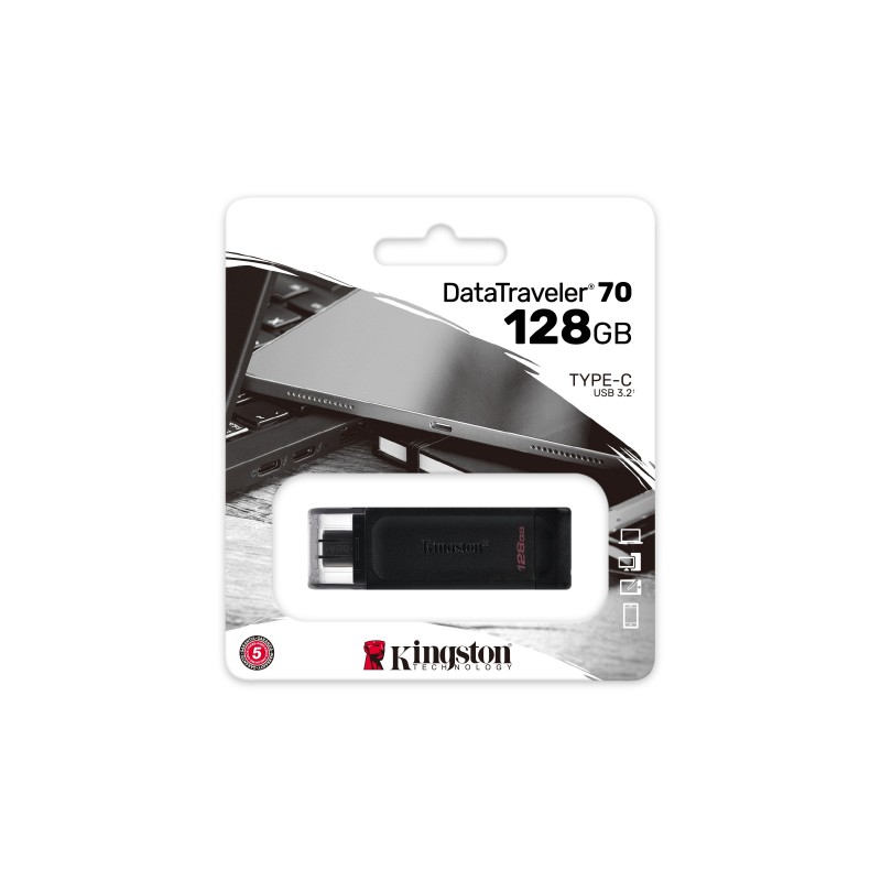 Kingston Kingston Clé USB-C 128 Go Noire DT70/128GB