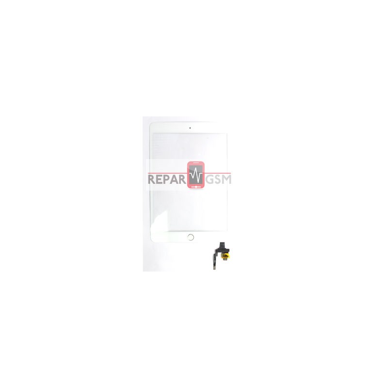Apple iPad mini 3 (A1599 / A1600) – Vitre Tactile Blanche avec Bouton Home