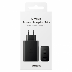 Samsung EP-T6530NBEGEU : Chargeur Samsung 2 USB-C / 1 USB-A 65W PD NOIR (Sous Blister)