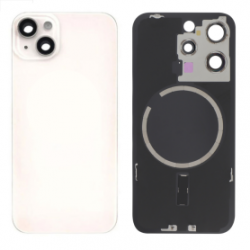 Vitre Arrière iPhone 14 Blanc Avec MagSafe (Grand trou) Sans Logo