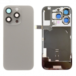 Vitre Arrière iPhone 16 Pro Titane Naturel Avec MagSafe (Grand trou) Sans Logo