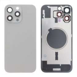 Vitre Arrière iPhone 16 Pro Max Titane Naturel Avec MagSafe (Grand trou) Sans Logo