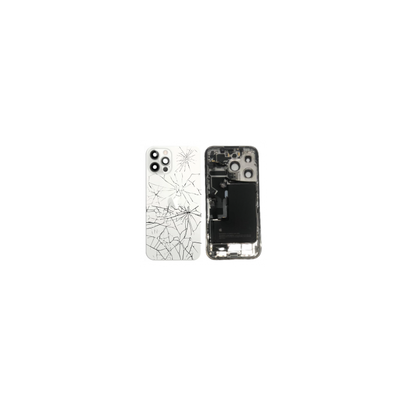 Châssis Complet iPhone 14 Pro Blanc - Connecteur de Charge + Batterie (Origine Demonté) - Cassé
