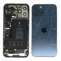 Châssis Complet iPhone 12 Pro Max Bleu - Connecteur de Charge + Batterie (Origine Demonté) - Cassé