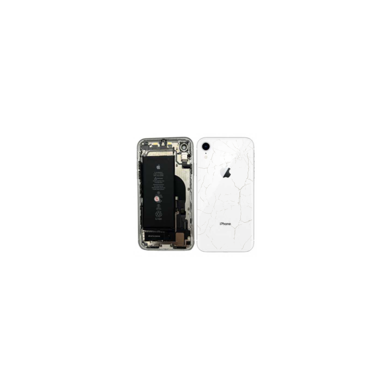 Châssis Complet iPhone XR Blanc - Connecteur de Charge + Batterie (Original Demonté) - Cassé