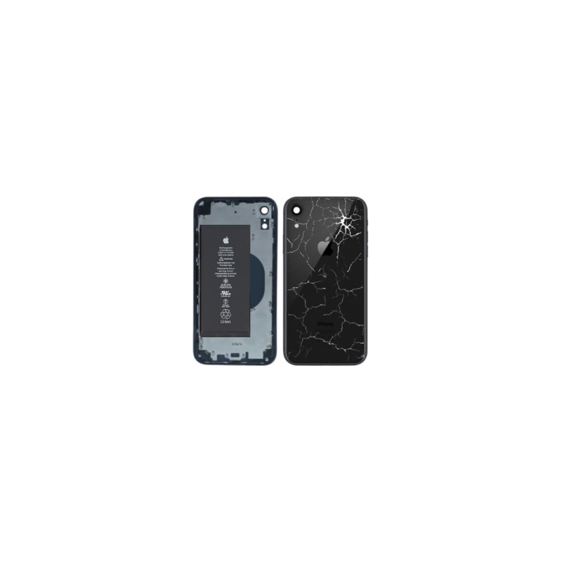 Châssis Complet iPhone XR Noir - Sans Connecteur de Charge + Batterie (Original Demonté) - Cassé