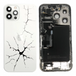 Châssis Complet iPhone 14 Pro Blanc eSIM US - Connecteur de Charge + Batterie (Original Demonté) - Cassé