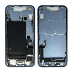 Châssis iPhone 14 Bleu - Connecteur de Charge sans Vitre Arrière avec Batterie(Origine Demonté) - Cassé