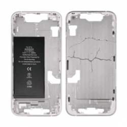 Châssis iPhone 14 Blanc - sans Connecteur de Charge avec Batterie sans Vitre Arrière (Origine Demonté) - Cassé