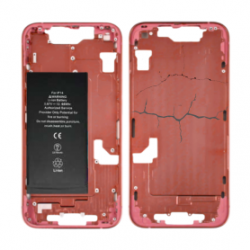 Châssis iPhone 14 Rouge - sans Connecteur de Charge avec Batterie sans Vitre Arrière (Origine Demonté) - Cassé