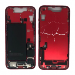 Châssis iPhone 14 Rouge - Connecteur de Charge sans Vitre Arrière avec Batterie(Origine Demonté) - Cassé