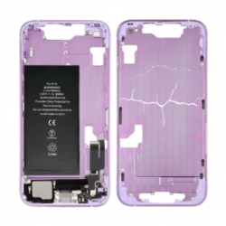 Châssis iPhone 14 Violet - Connecteur de Charge sans Vitre Arrière avec Batterie(Origine Demonté) - Cassé