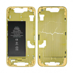 Châssis iPhone 14 Jaune - sans Connecteur de Charge avec Batterie sans Vitre Arrière (Origine Demonté) - Cassé