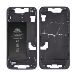 Châssis iPhone 14 Noir - sans Connecteur de Charge avec Batterie sans Vitre Arrière (Origine Demonté) - Cassé