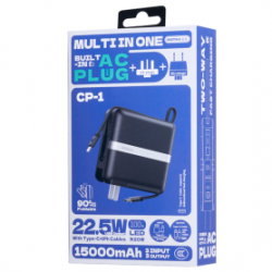 Power bank 15000mAh 3 en 1 REMAX CP-1 22.5W (UE/UK) - Noir