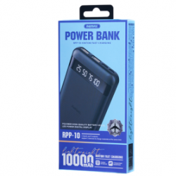 Power Bank 10000mAh REMAX Hintom Series RPP-10 – Charge Rapide 2.4A – 2 Ports USB & 1 Port Type-C – Noir