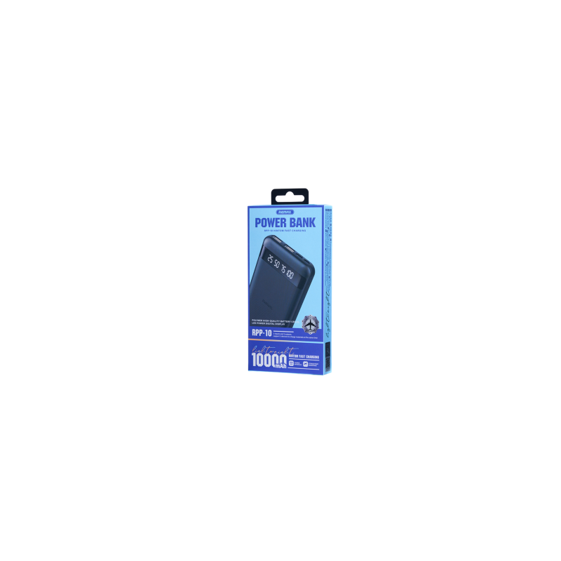 Power Bank 10000mAh REMAX Hintom Series RPP-10 – Charge Rapide 2.4A – 2 Ports USB & 1 Port Type-C – Noir