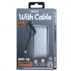 Power bank 10000mAh REMAX RPP-19 20W+22.5W Chargement rapide câblé de TYPE-C avec un indicateur numérique LED - Argent