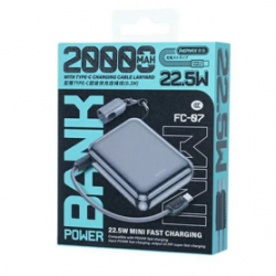 Power bank avec câbles de charge rapide 22,5 W 20 000 mAh FC-07 REMAX - Argent