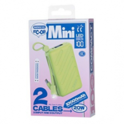 Power Bank 10000mAh PD 20W avec Double Câble de Charge USB-C / Lightening REMAX FC-08 - Vert