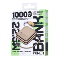 Power Bank Mini en Alliage d’Aluminium avec Lanière à Charge Rapide 22.5W 10000mAh FCP-9 REMAX - Or