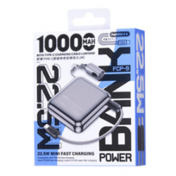 Power Bank Mini en Alliage d’Aluminium avec Lanière à Charge Rapide 22.5W 10000mAh FCP-9 REMAX - Argent
