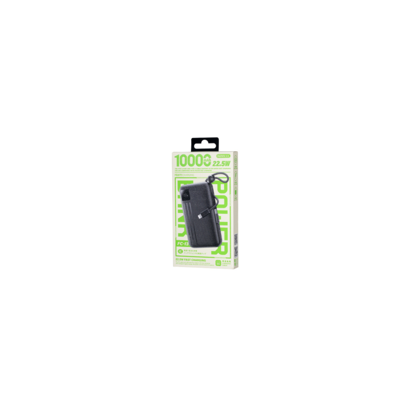 Power Bank à Charge Rapide 22.5W avec Double Câble 10000mAh FC-13 REMAX - Noir