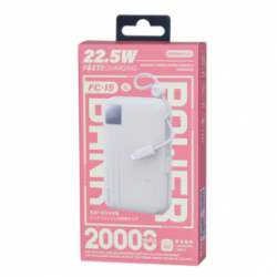 Power Bank à Charge Rapide 22.5W avec Double Câble 20000mAh FC-15 REMAX - Blanc