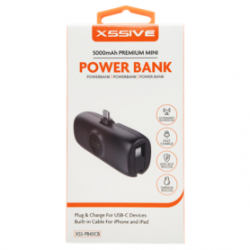Power Bank 5000mAh pour USB-C avec Câble pour iPhone et iPad 20W XSSIVE XSS-PB40CB - Noir