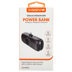 Power Bank 5000mAh pour iPhone et iPad avec Câble pour USB-C 20W XSSIVE XSS-PB40LB - Noir