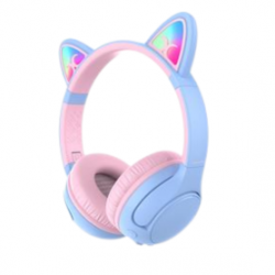 Casque Sans Fils Swingson Cat Ear Bluetooth Rose et Bleu