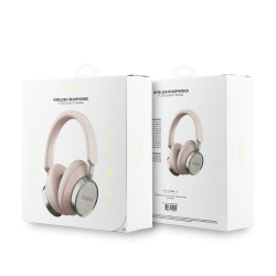 Guess GUESS : Casque bluetooth en Cuir PU 4G classic logo ENC -Rose