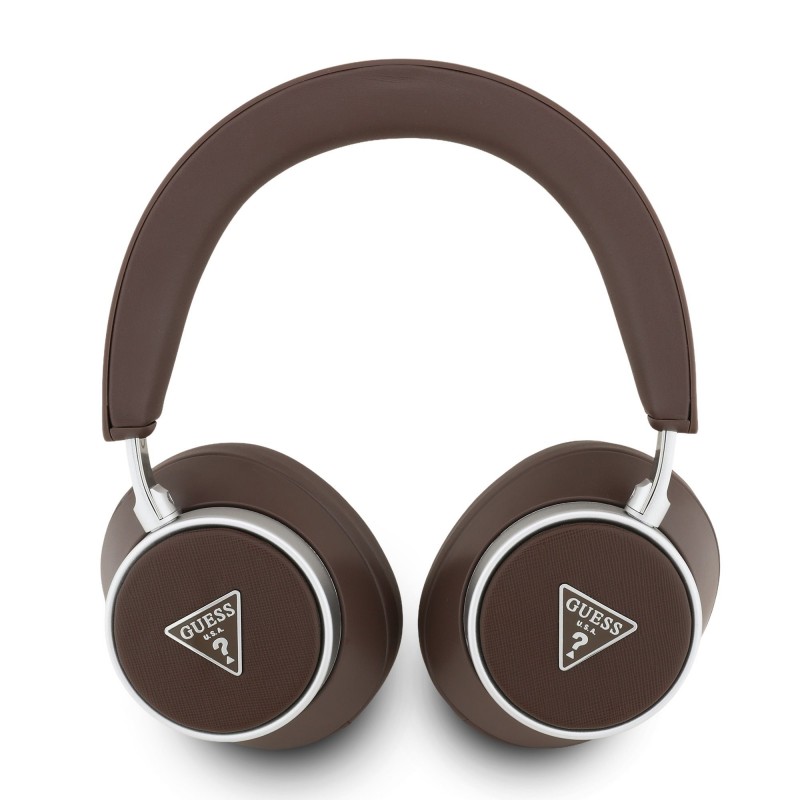 Guess GUESS : Casque bluetooth avec logo triangulaire saffiano PU ENC - Marron